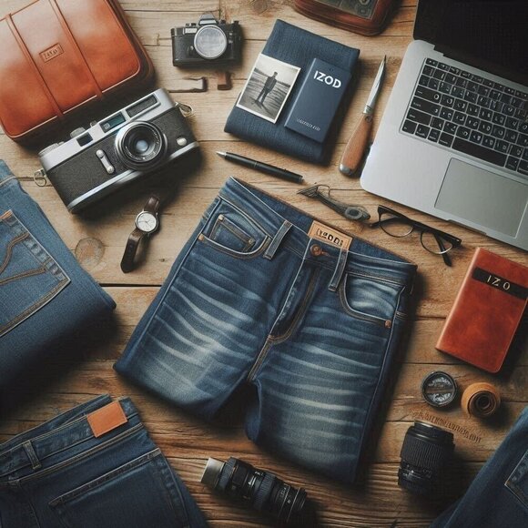 IZOD Jeans Men's 40x32 Blue Denim Classic Fit Waist Dark Wash Vintage Straight - Picture 8 of 15